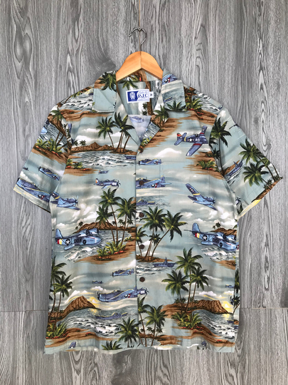 Hawaiian Aloha Beach Island Shirt Medium Vintage 1990S Honolulu Hawaii Coconut Tree American Flying Squad Buttondown Oxford Size M