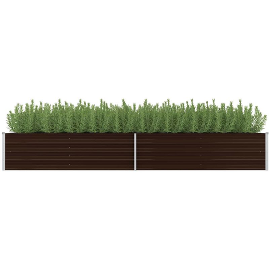 Hommoo - Garden Planter Brown 320x80x45 cm Galvanised Steel VD29837
