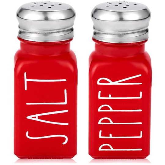 Fvbjd - Glass Pepper shakers set - Cute White Salt and Pepper Shakers for Home Restaurant or wedding Gifts red seasoning bottle