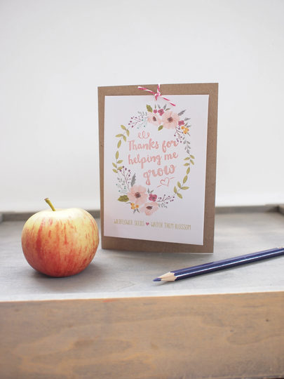 Thanks For Helping Me Grow, Teacher Thank You Gift Card , Wild Flower Seed Packet