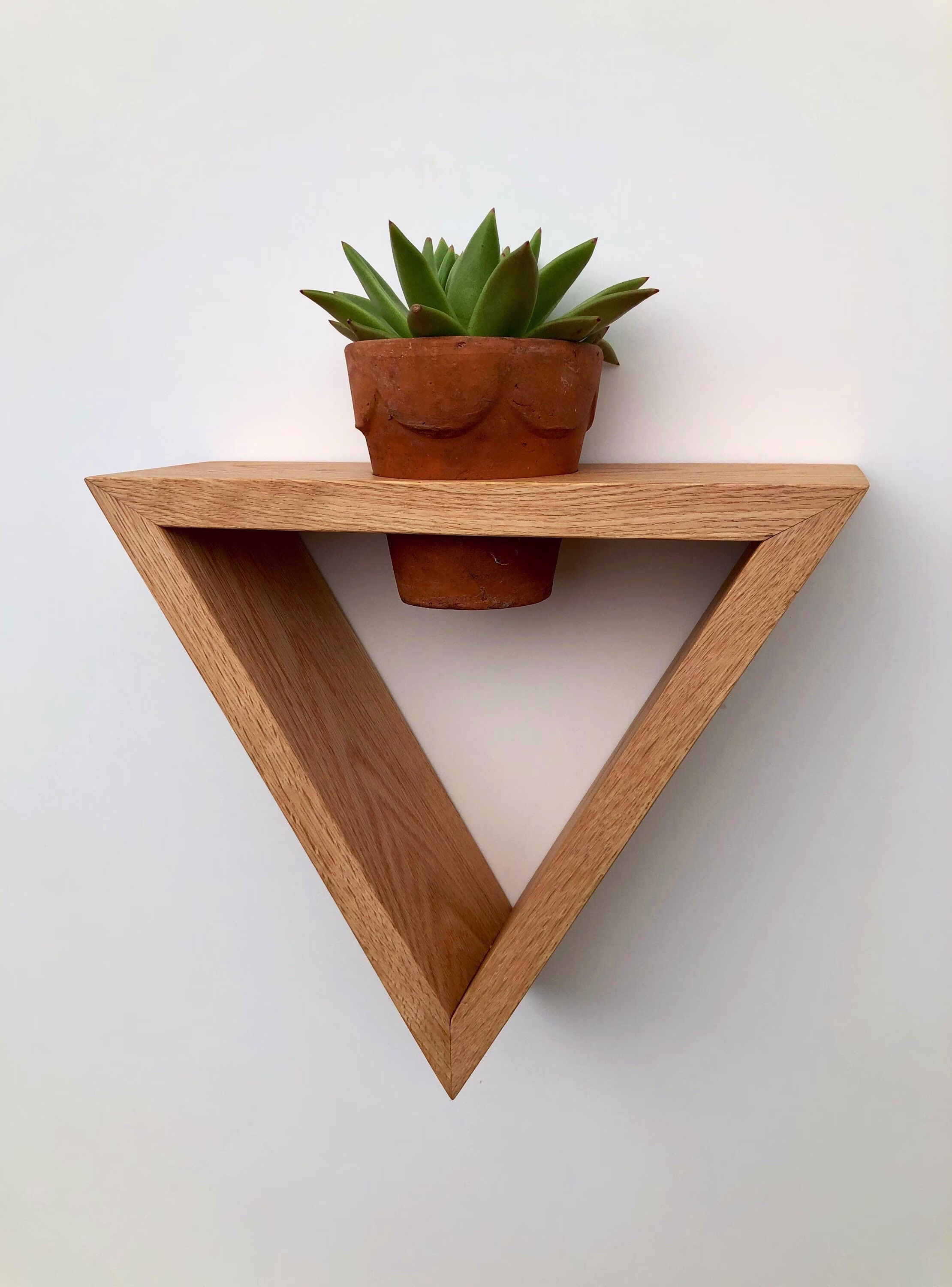 Geometric Wooden Wall Mounted Plant Stand/Candle Holder Pot Hanging Shelf Herb Garden Oak Shelves Succulent