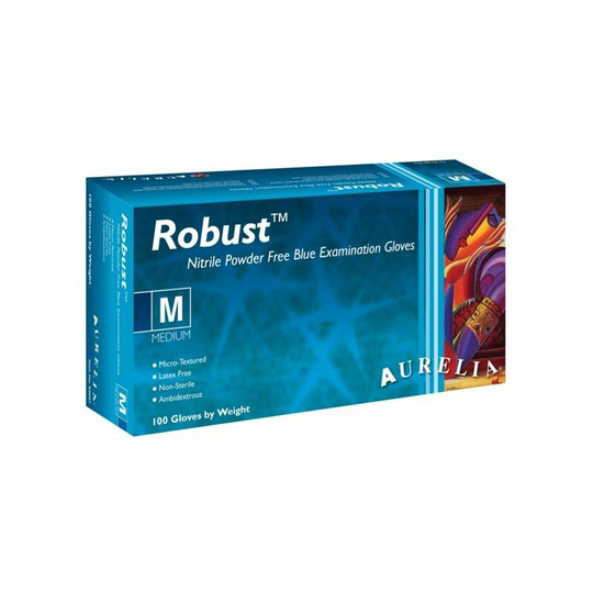 Robust Nitrile Powder Free Blue Disposable Gloves Small - Pack 100 - 93896 - Aurelia