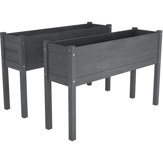 Vidaxl - Garden Planters 2 pcs Grey 110x31x70 cm Solid Pinewood Grey