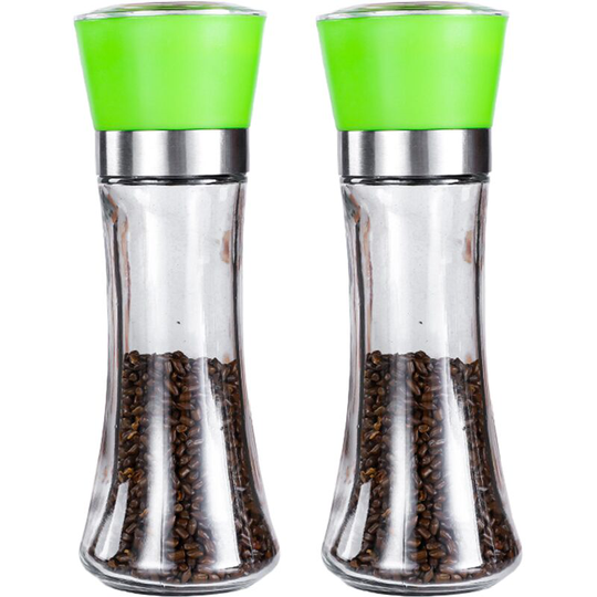 Fvbjd - Pepper and Salt Grinder Set of 2-Refillable Coarseness Adjustable Pepper Mill Shaker ( Two Pack) 2pcs tall green