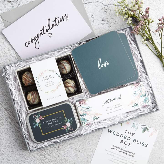 Wedded Bliss Letterbox Gift Set - Just Married Newlywed Wedding Hamper Delivery Couples