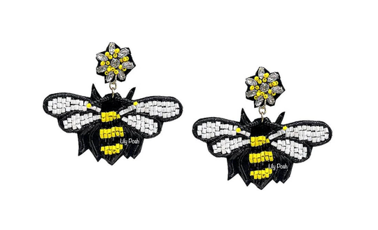 New Bee Earring, Seed Bead Statement Bug Lover, Honey Bee, Animal Earring