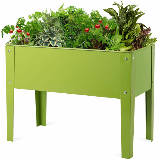 Galvanized Raised Garden Bed Elevated Planter Stand Herb Flower Holder Box