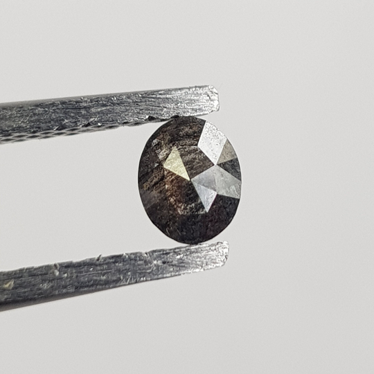 4.4mm/0.22Ctw Clear Black Oval Shaped Salt & Pepper Rose Cut Natural Diamond Loose, Faceted Loose For Ring, Dds734/37