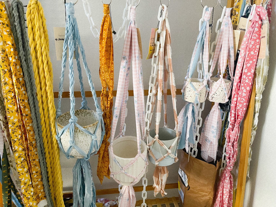 New Custom Fabric Plant Hanger -Pick Any Print Or Color - With Chain For Hanging-Macrame-Home-style-Fashion Hanging Planter-Gift Her