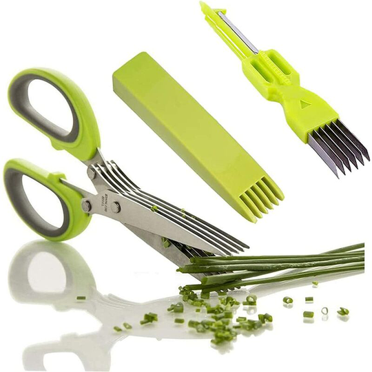 Naxunnn - Herb Scissors,5 Blade Scissors Herb Scissors for Aromatic Herbs Equipped with Cleaning Comb
