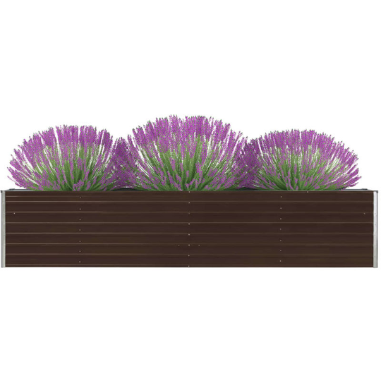 Hommoo - Garden Planter Galvanised Steel 320x80x45 cm Brown VD30201