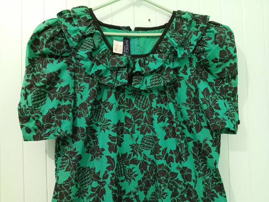 Vintage Mango's Hawaii Hawaiian Aloha Dress Muumuu Teal Sz 10