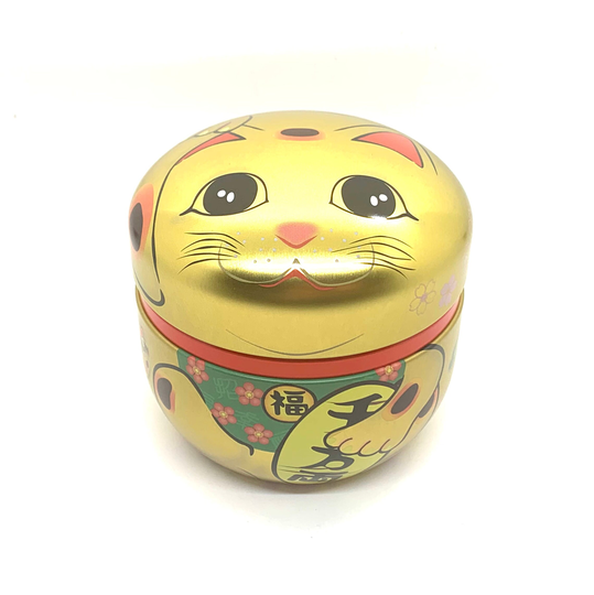 Japanese Gold Neko Cat Lacquered Tea Tin - Shizen Cha
