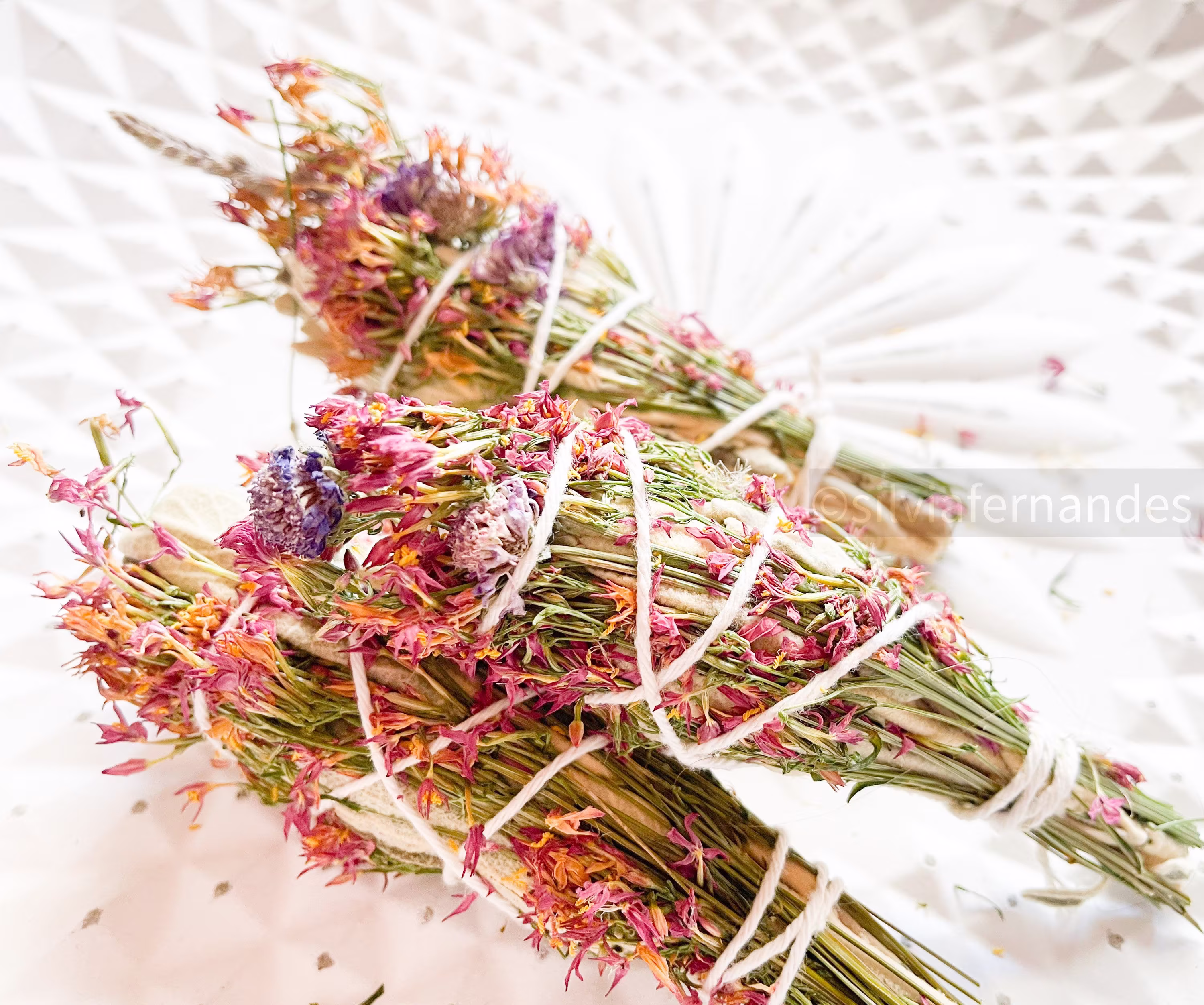 2x Ceutaury Flowers & Jerusalems Sage Smudge Stick Bouquet/ Learn To Say No/Centaurium Umbellatum