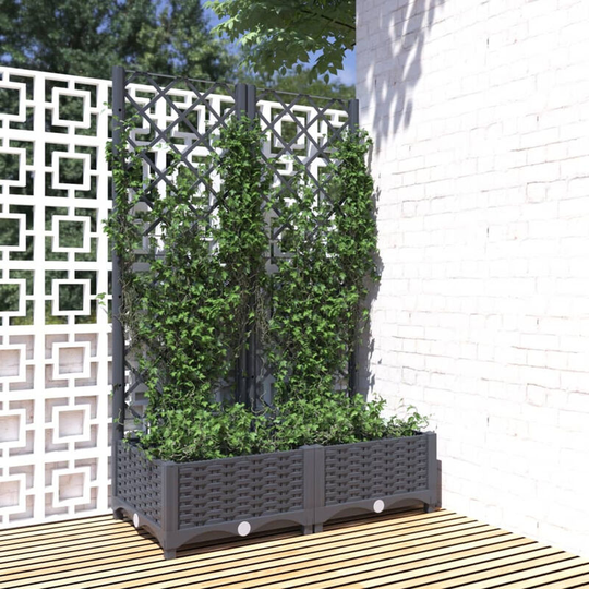 Garden Planter with Trellis Dark Grey 80x40x121.5 cm pp