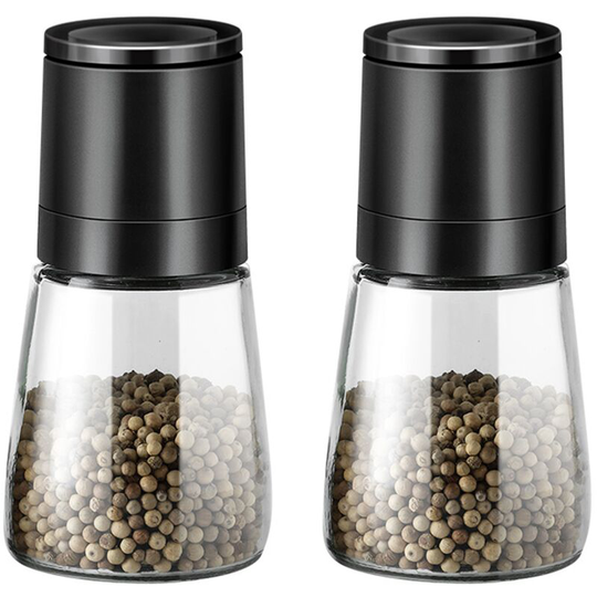 Fvbjd - Deluxe Salt and Pepper Grinder Set of 2, Refillable, With Adjustable Coarseness black