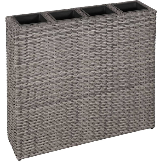 Vidaxl - Garden Raised Bed with 4 Pots Poly Rattan Grey Grey