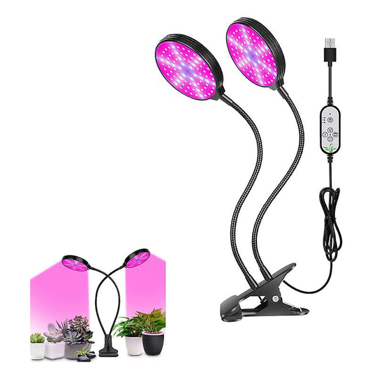 Sun Flowergb - 3 Head Led Full Spectrum Plant Grow Light Lamp for Seed Flower Growing Indoors (30W (Two Heads) - Disc)