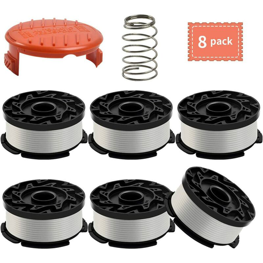 Bobine Compatible avec Black+Decker AF-100,30 Feet/0.065 Inch Line String Trimmer Generic Autofeed System Bobine de Rechange (6 Bobine, 1 Bouchon, 1
