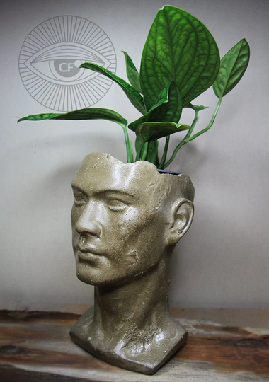 Head Flower Pot, Men Sculpture - Concrete Handmade Planter