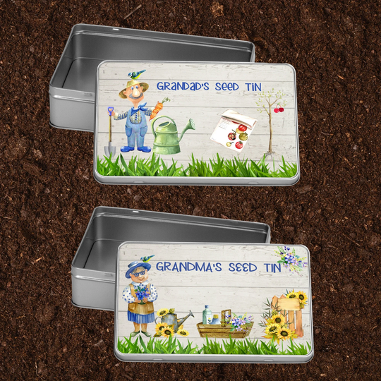 Personalised Seed Tin, Box, Gift For Gardener, Dad, Mom, Grandpa, Or Grandma, Tin