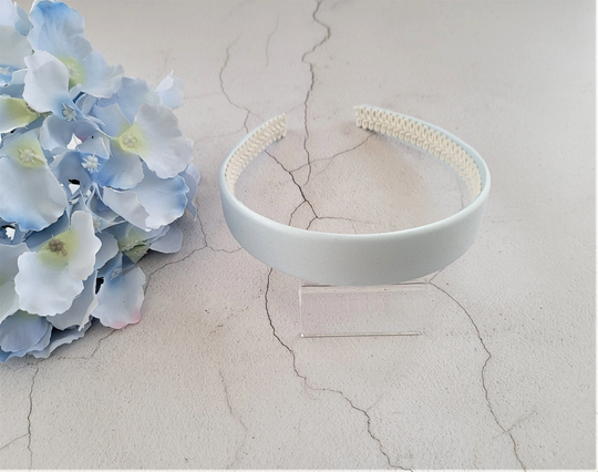 Blue Satin Alice Band Headband Hair 2.5 cms Wide Baby Powder Slipper Bridesmaid Bridal