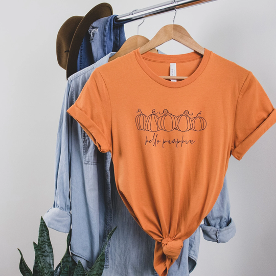 Hello Pumpkin, Hello Pumpkin Shirts, Fall Shirt, Halloween Shirts, Hello Fall Thanksgiving T-Shirt, T-Shirt, Season