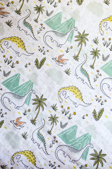 Dinosaur Organic Cotton Muslin - Blanket- Swaddle Blanket -Baby Shower Gift -New Parent Baby