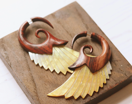 Fake Wood Expanders, Organic Earrings, Gauges, Gauge Jewelry, Faux Expander, Shell Earrings, Natural Earrings, Ear Stretchers, Sold As A Pair