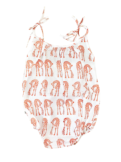 Cotton Romper, Organic Baby Girl Handmade Baby Romper, Giraffes Trendy Clothes, Summer Fashion Girl Romper