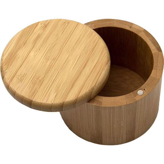 Fvbjd - Totally Bamboo Salt Cellar Bamboo Storage Box with Magnetic Swivel Lid,Salt Engraved on Lid pattern