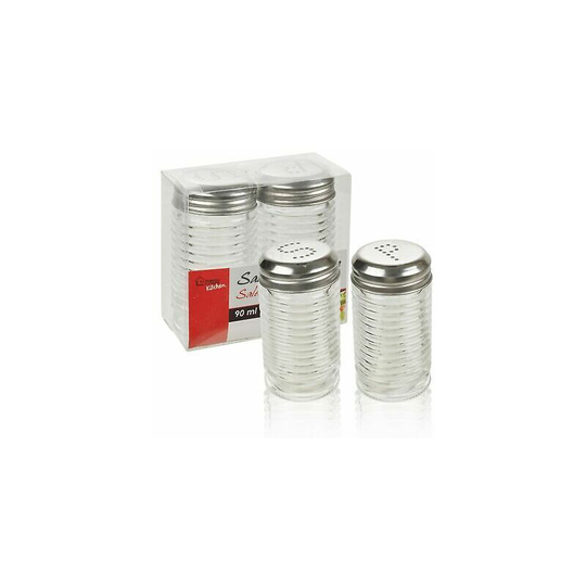 9CM glass salt & pepper set Screw Cap Lid Ripple Design Pubs Restaurant
