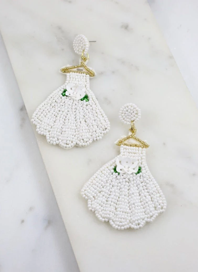 Bride Dress Seed Beaded Earrings - Bead Earrings, Boho Summer Gifts For Her, Bridal Wedding