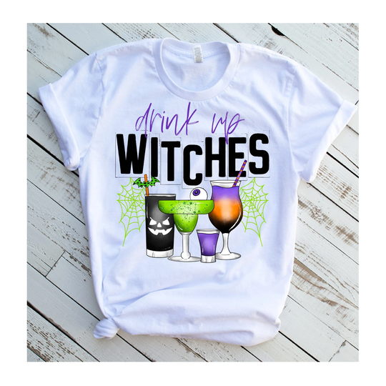 Drink Up Witches Halloween Graphic Tee, Holiday Tees, Gifts, Gifts For Her, Halloween T-Shirts, Seasonal T-Shirts