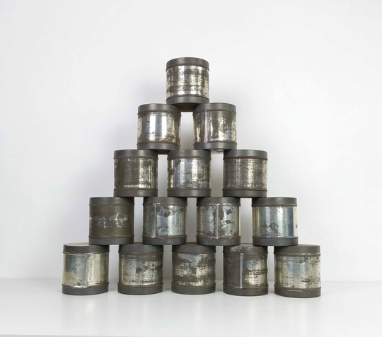 15 Vintage Distressed French Double Lid Camera Film Tins For Kitchen Or Craft Room Storage Containers, Original Industrial Home Decor