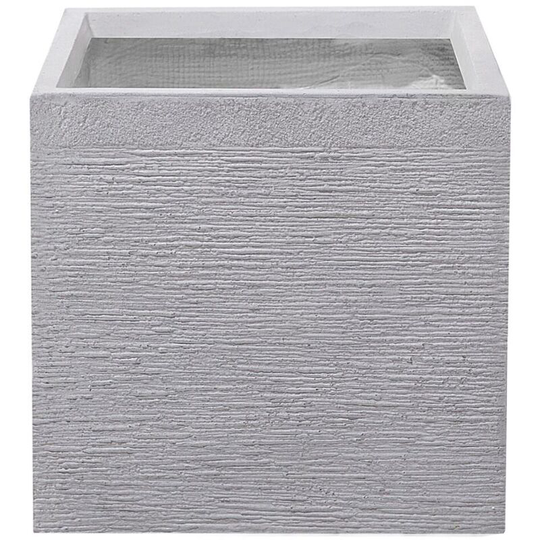 Beliani - Garden Outdoor Plant Pot Planter Geometric Square Stone 40x40x38 cm White Paros - White