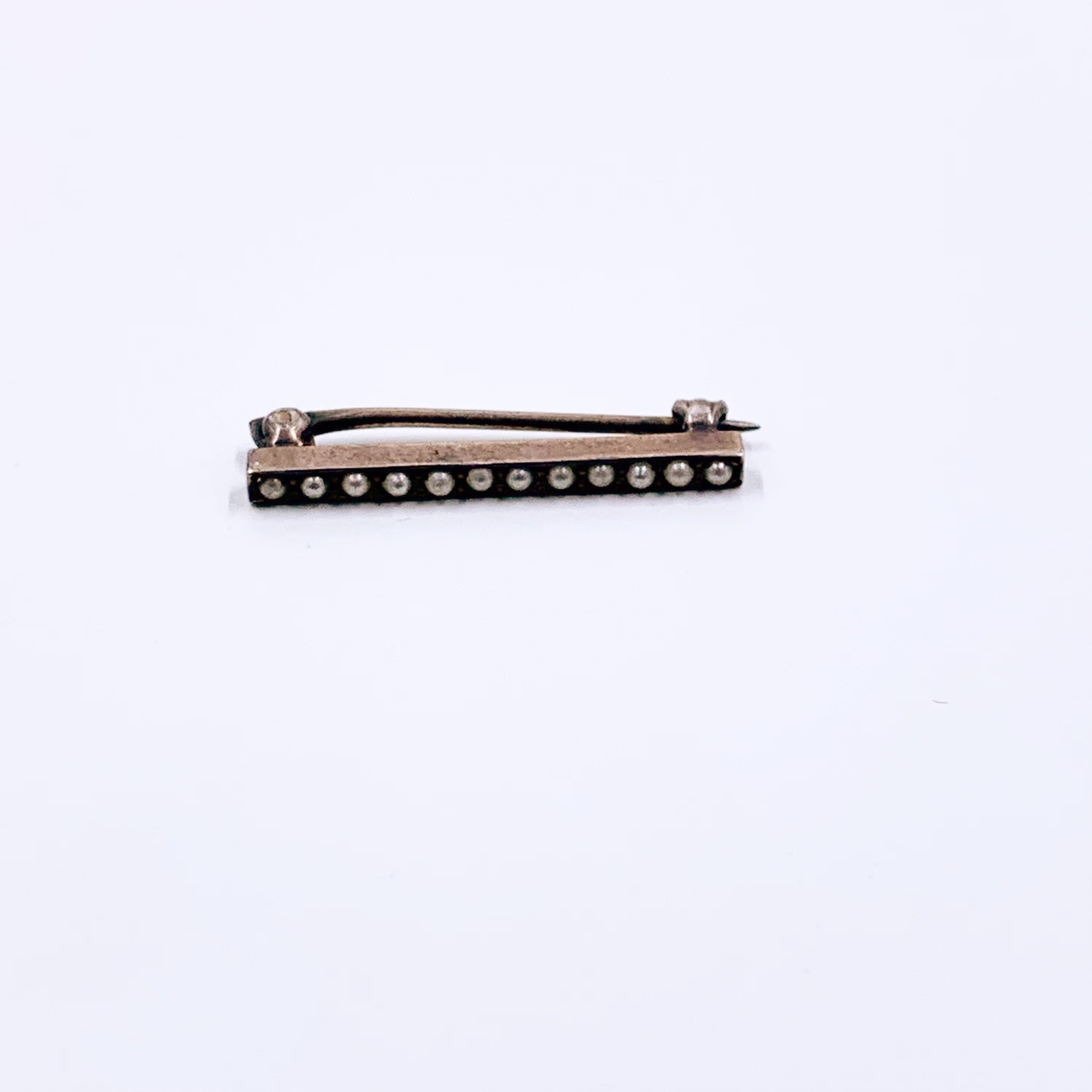 Victorian Seed Pearl Bar Pin | Sterling Silver Brooch