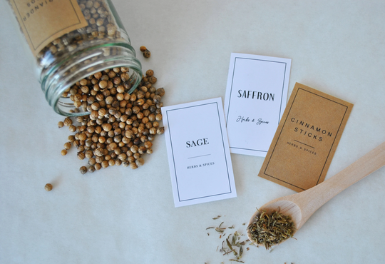 Herbs & Spices Personalised Labels | Water & Oil Resistant Kitchen Organisation - Set Of 30