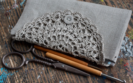 Linen Crochet Hook Case - Holder Organizer