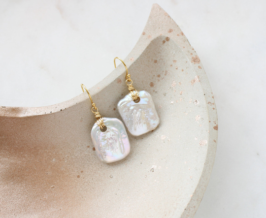 Organic Pearl Earrings, Baroque Pearls, Drop Dangle Large Organic Gold Fill
