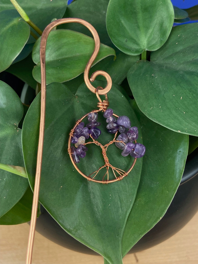 Amethyst Crystal Tree Of Life Plant Stake, For Healing Plants, Crystals, Charm, Lovers Gift