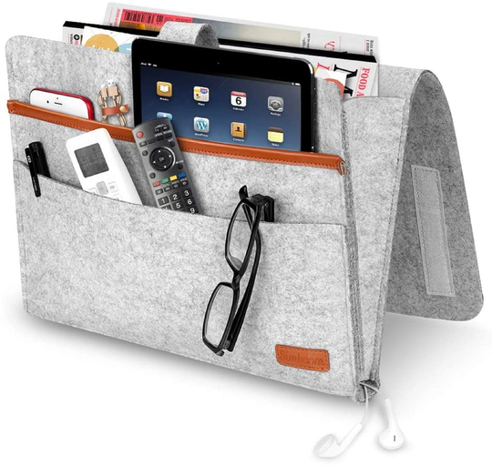 Handmade Bed Organizer Storage Caddy Pocket Felt Bedside Phone Book Remote Holder Bag