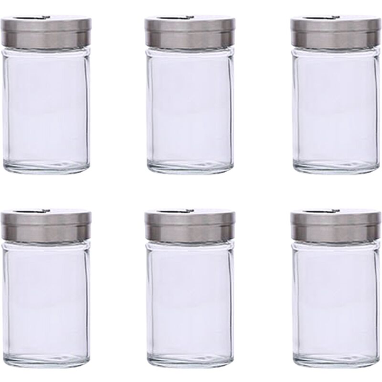Glass Salt and Pepper Shakers | 6-Piece Pack | Best for Home Kitchen, Restaurants and Catering Transparent