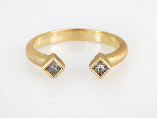 Fine Diamond Ring, Princess 14K Salt & Pepper Open Modern 18K Ring