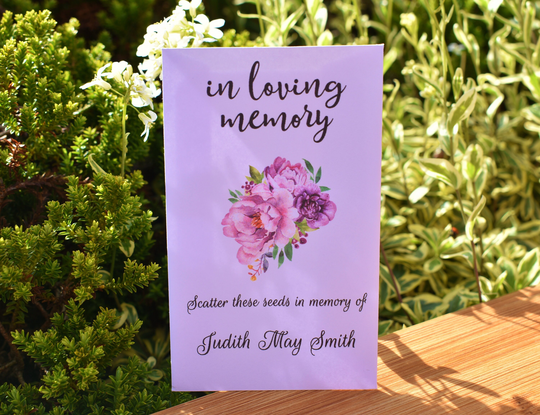 Funeral Seed Packets Personalised Funeral Favour Remembrance Seeds Memorial | Sweet Pea | With Seeds