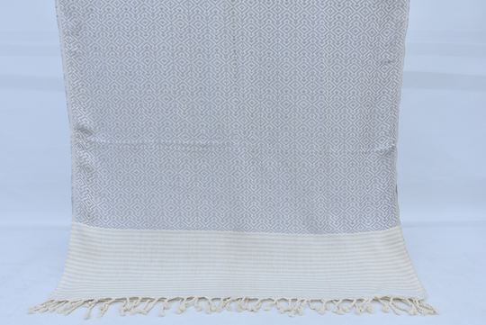 Wedding Gift Towel, Beach Organic Cotton Turkish Bath Diamond Design Light Gray 40x78 Inches T-13