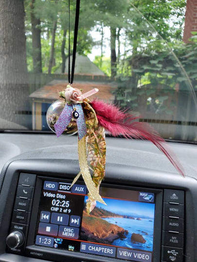 Safe Travels Car Charm~ Protection Witch Ball, Talisman, Rear View Mirror Charm