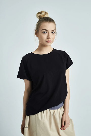 Janis || Organic Cotton Black Shirt - Loose T-Shirt Natural