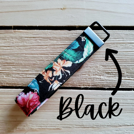 Keyfob Wristlet Hibiscus Cotton Keychain Personalized Monogram