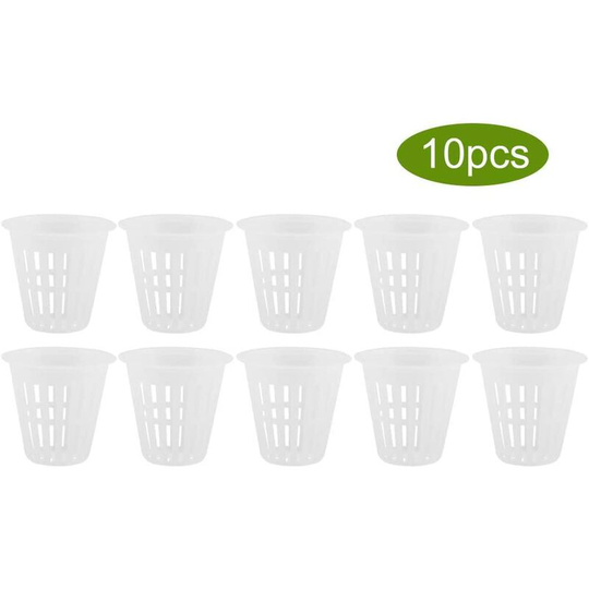 10pcs/Set Hydroponic Baskets Plants Cups Plastic Pots Reusable Durable Garden Net Nursery Bucket Basket for Hydroponic Garden Planting Balcony(White)